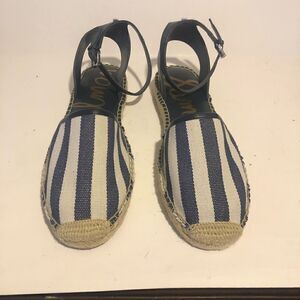 Sam Edelman woman’s size 8 flat espadrille. White and navy. NWOB